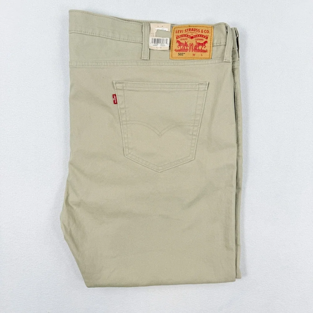 Levis 502 Taper‎ Fit Jeans Size 50x27 Mens Khaki Big & Tall *READ